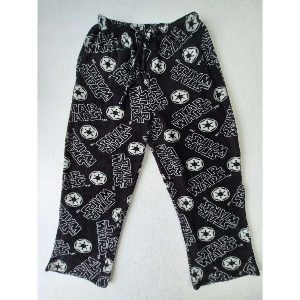 Star Wars Mens Imperial Galactic Empire Fleece Pajama Pants Black White Lounge